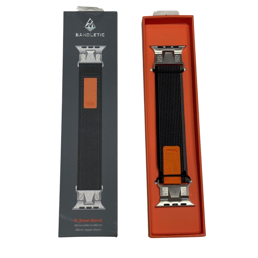 Bandletic R-Steel Band Apple Watch Ultra 49mm 45mm 44mm 42mm Black Orange New